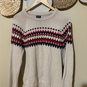 J Crew 100% Cotton Sweater with Red and Black Design